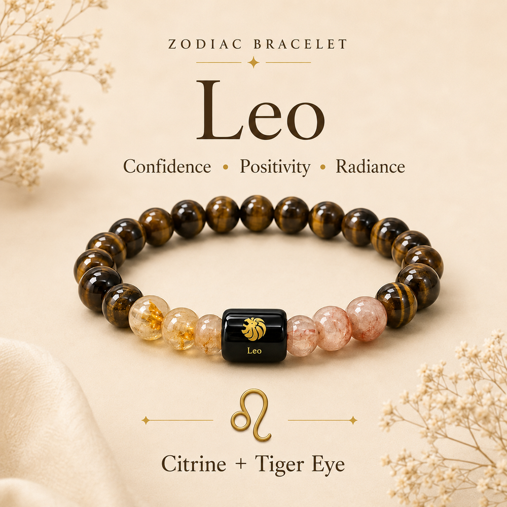 Leo Zodiac Bracelet with Citrine & Tiger Eye