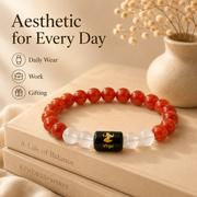 Virgo Zodiac Bracelet with Red Jasper & Clear Quartz