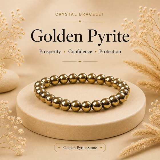 Pyrite Beaded Bracelet for Abundance, Protection, and Vitality