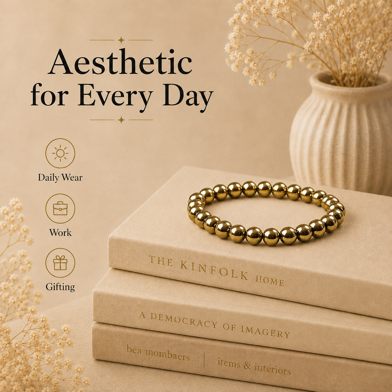 Pyrite Beaded Bracelet for Abundance, Protection, and Vitality