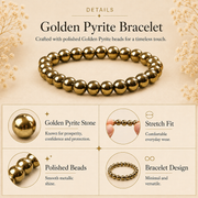 Pyrite Beaded Bracelet for Abundance, Protection, and Vitality