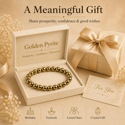 Pyrite Beaded Bracelet for Abundance, Protection, and Vitality