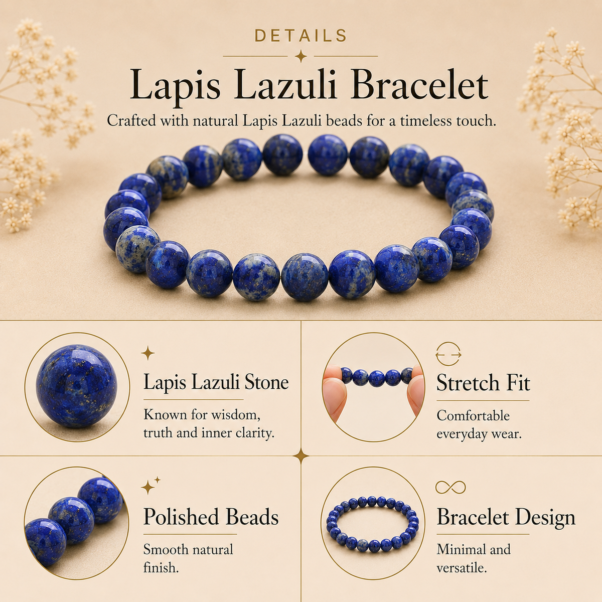 Lapis Lazuli Certified Healing Crystal Bracelet