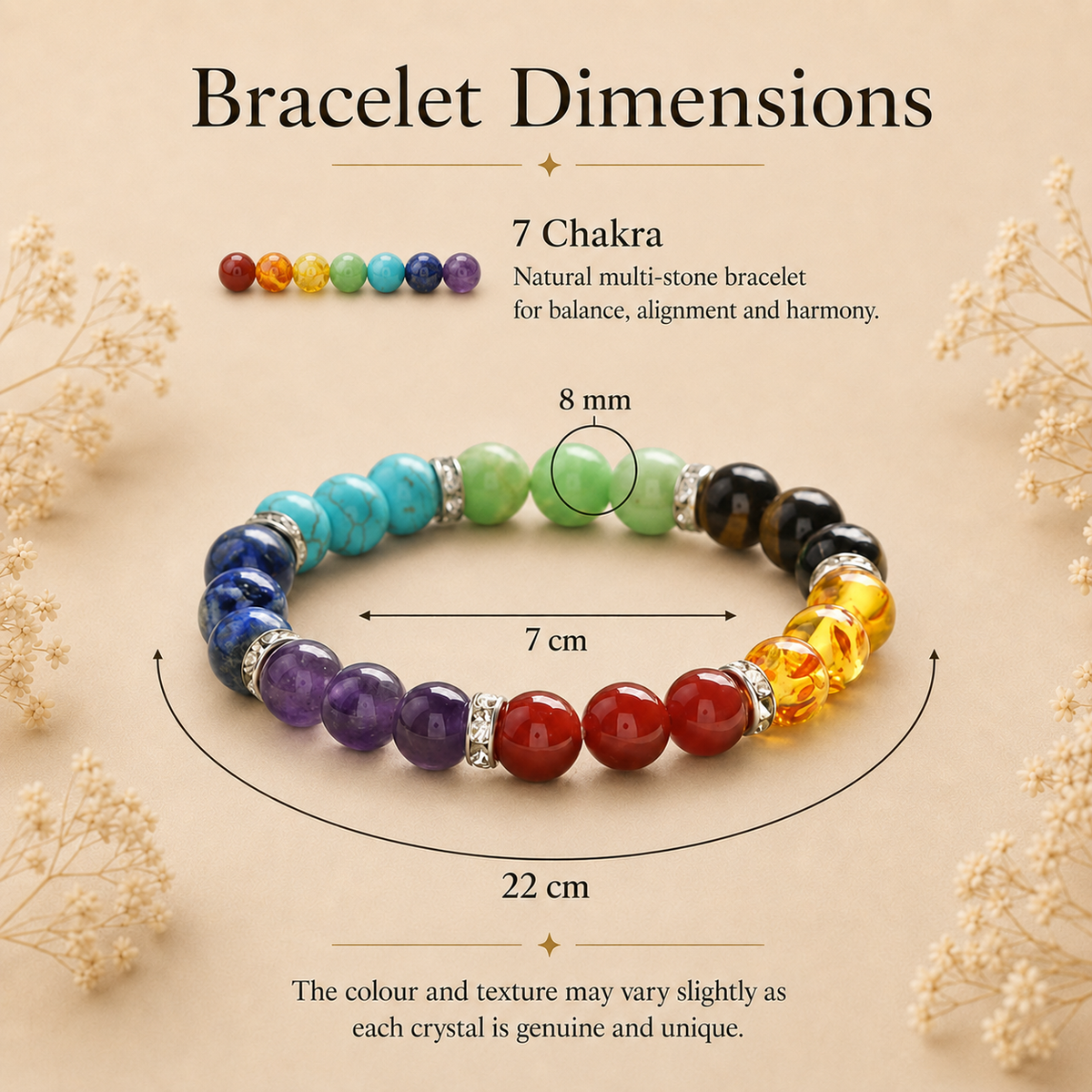 Seven Chakra Certified Healing Crystal Bracelet