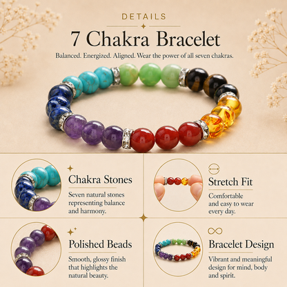 Seven Chakra Certified Healing Crystal Bracelet