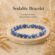 Sodalite Crystal Bracelet (Bead Size: 8mm, Length: 6-7 Inch)