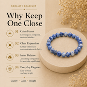 Sodalite Crystal Bracelet (Bead Size: 8mm, Length: 6-7 Inch)