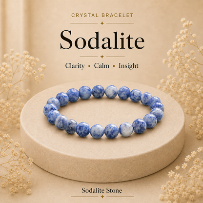 Sodalite Crystal Bracelet (Bead Size: 8mm, Length: 6-7 Inch)