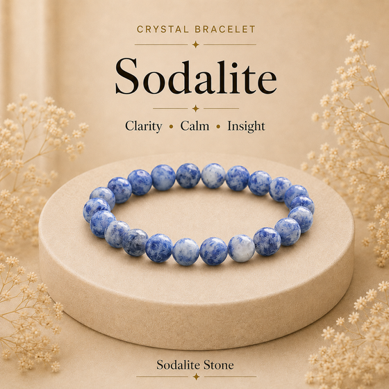 Sodalite Crystal Bracelet (Bead Size: 8mm, Length: 6-7 Inch)