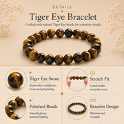 Tiger Eye Healing Crystal Bracelet - Spiritual Protection and Clarity