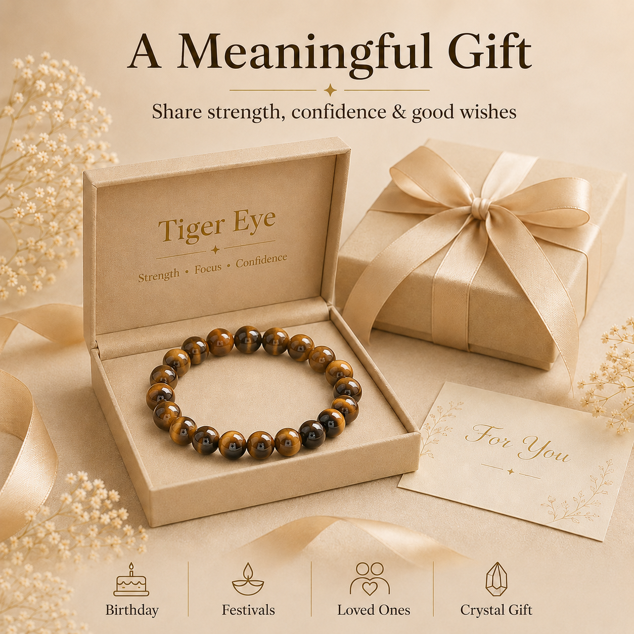 Tiger Eye Healing Crystal Bracelet - Spiritual Protection and Clarity