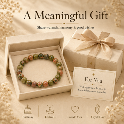 Unakite Crystal Bracelet (Bead Size: 8mm, Length: 6-7 Inch)