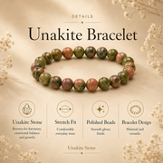 Unakite Crystal Bracelet (Bead Size: 8mm, Length: 6-7 Inch)