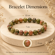 Unakite Crystal Bracelet (Bead Size: 8mm, Length: 6-7 Inch)