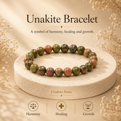 Unakite Crystal Bracelet (Bead Size: 8mm, Length: 6-7 Inch)