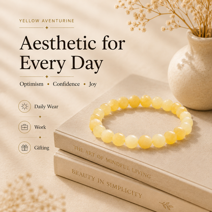 Yellow Aventurine Crystal Bracelet (Bead Size: 8mm, Length: 6-7 Inch)