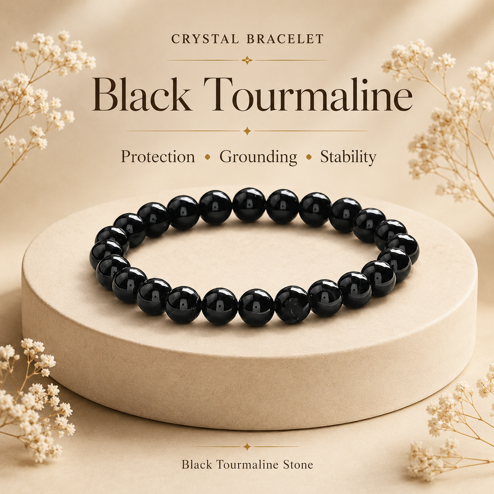 Black Tourmaline Certified Healing Crystal Bracelet