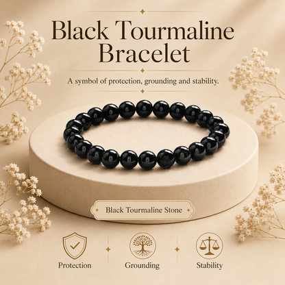 Black Tourmaline Certified Healing Crystal Bracelet