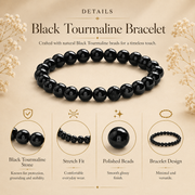 Black Tourmaline Certified Healing Crystal Bracelet
