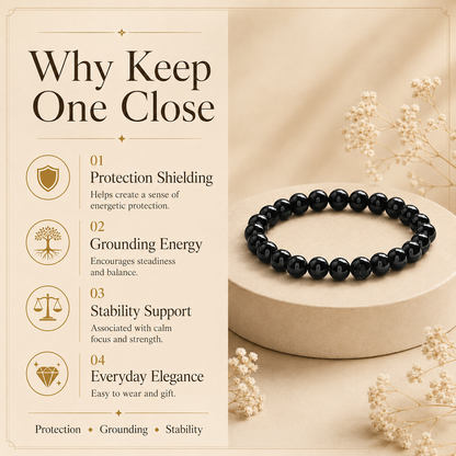 Black Tourmaline Certified Healing Crystal Bracelet