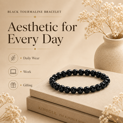 Black Tourmaline Certified Healing Crystal Bracelet