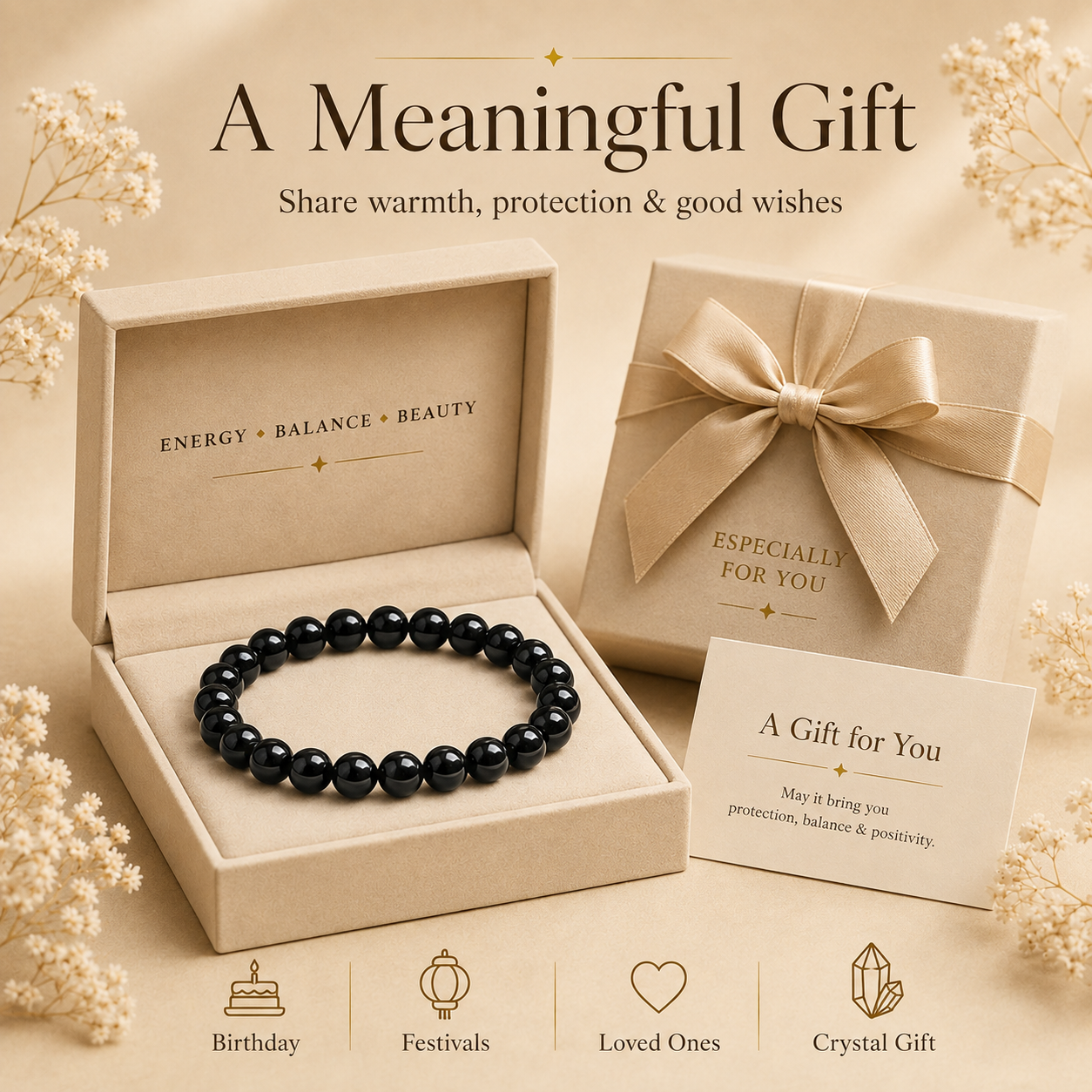 Black Tourmaline Certified Healing Crystal Bracelet