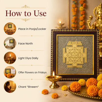 Shree Lakshmi Yantra on Raw Pyrite Frame