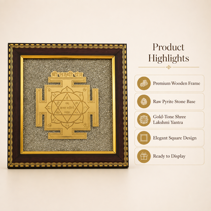 Shree Lakshmi Yantra on Raw Pyrite Frame