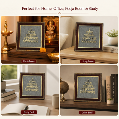 Gayatri Mantra Raw Pyrite Frame