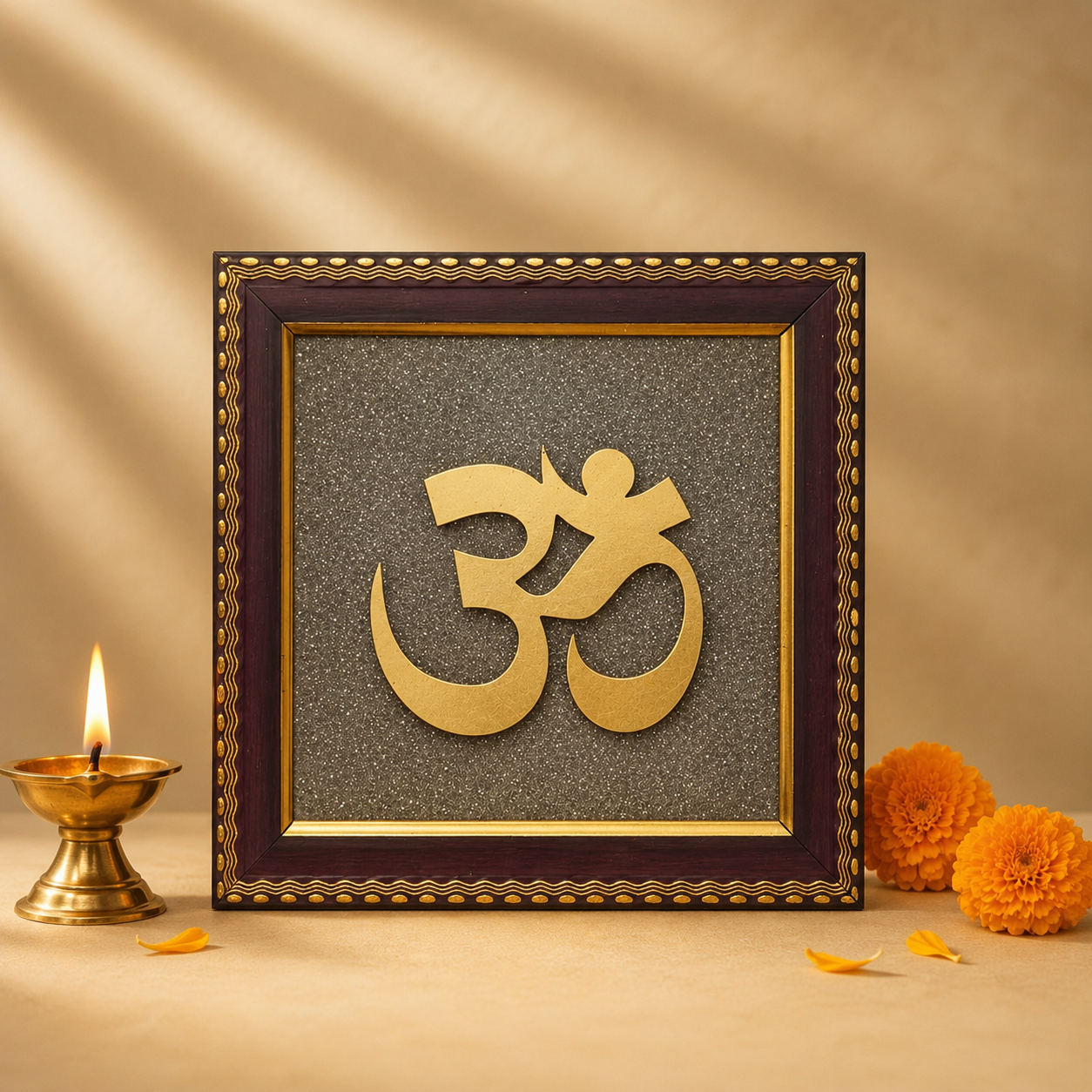 Om Pyrite Stone Wall Frame
