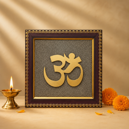 Om Pyrite Stone Wall Frame
