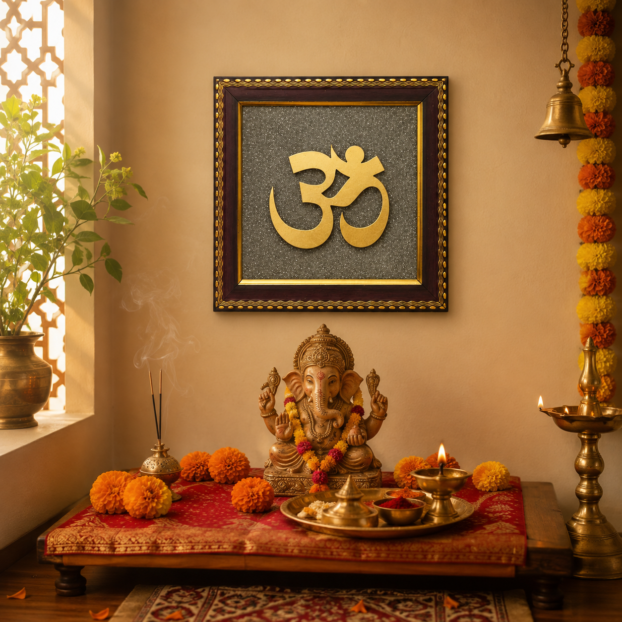 Om Pyrite Stone Wall Frame