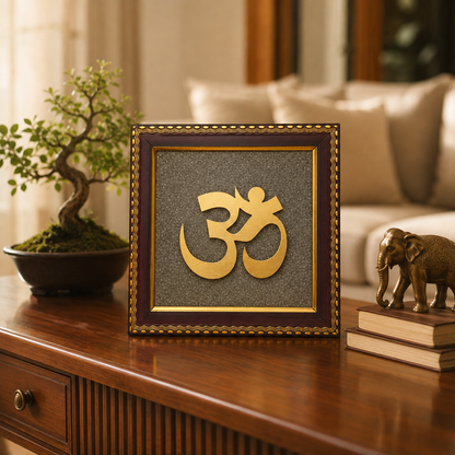 Om Pyrite Stone Wall Frame