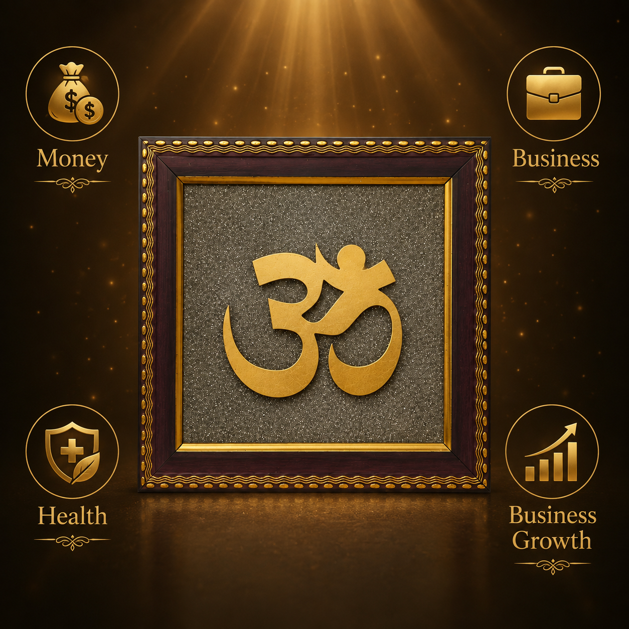 Om Pyrite Stone Wall Frame