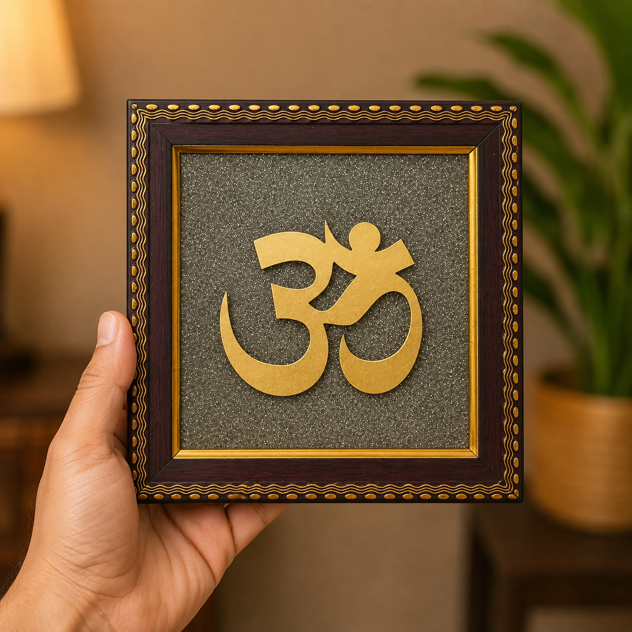 Om Pyrite Stone Wall Frame