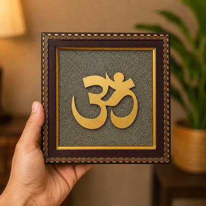 Om Pyrite Stone Wall Frame