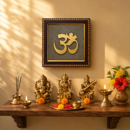 Om Pyrite Stone Wall Frame