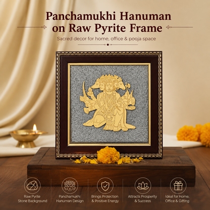 Panchamukhi Hanuman Raw Pyrite Frame