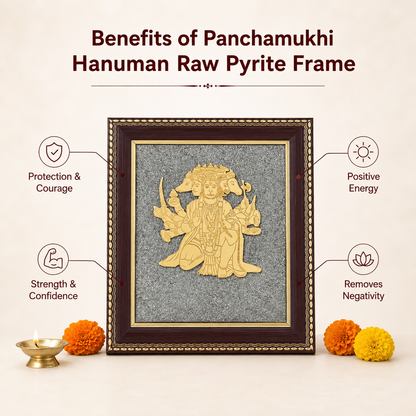 Panchamukhi Hanuman Raw Pyrite Frame