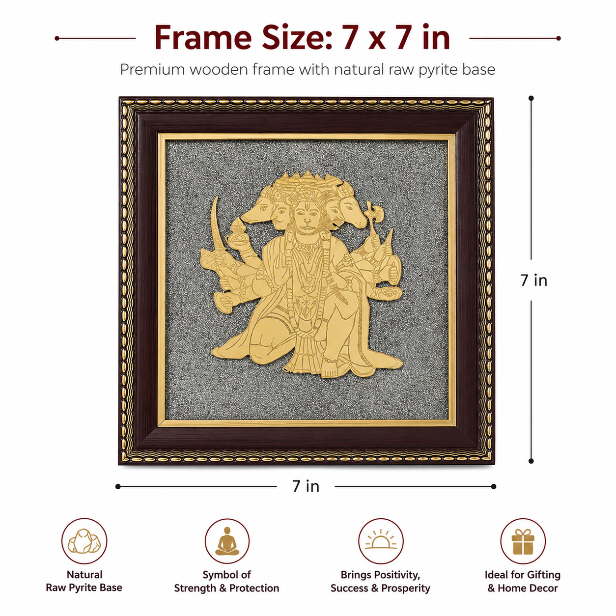 Panchamukhi Hanuman Raw Pyrite Frame