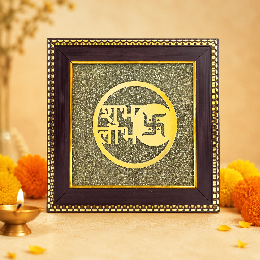 Shubh Labh Pyrite Frame for Wealth & Prosperity