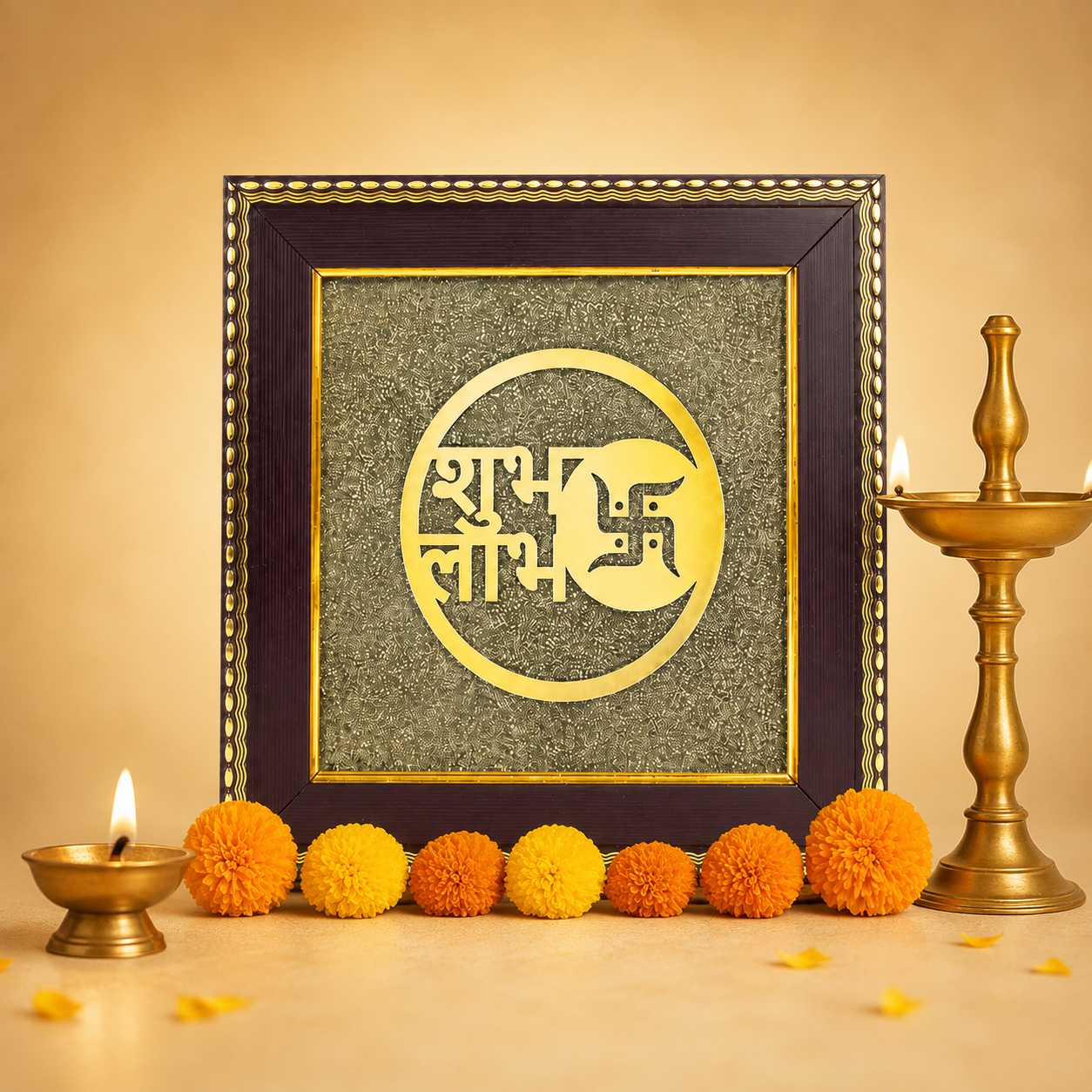 Shubh Labh Pyrite Frame for Wealth & Prosperity
