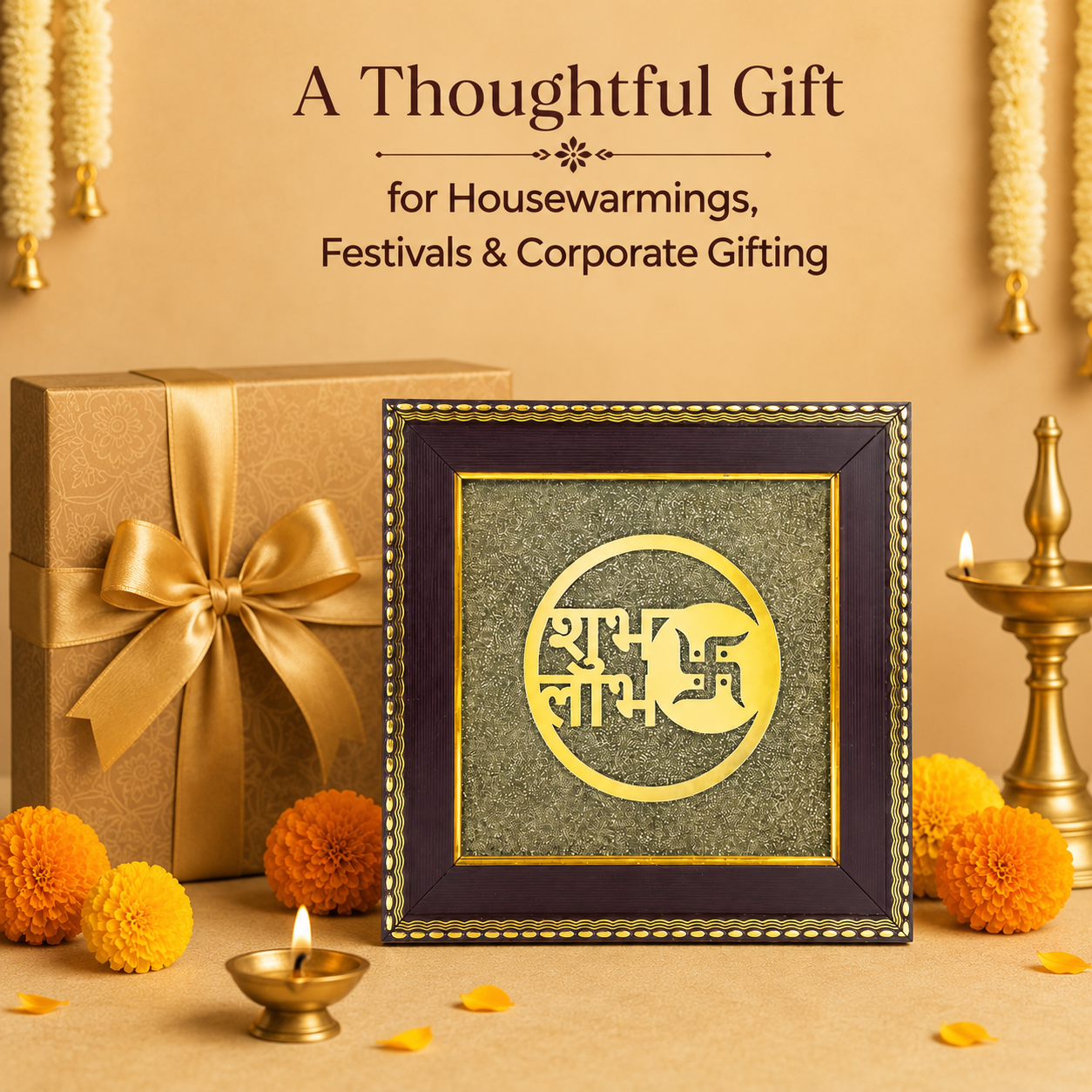 Shubh Labh Pyrite Frame for Wealth & Prosperity