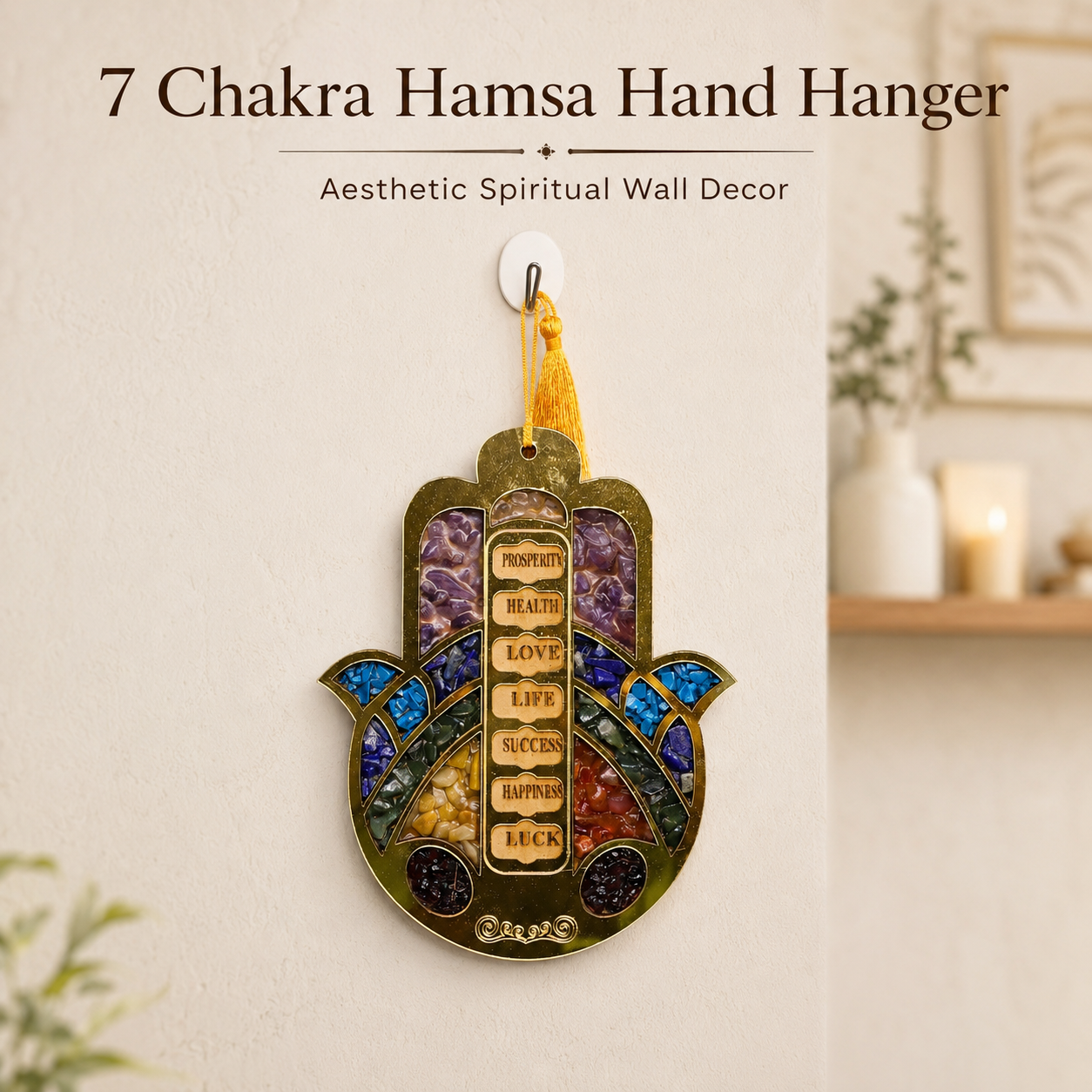 7 Chakra Hamsa Hand Hanger