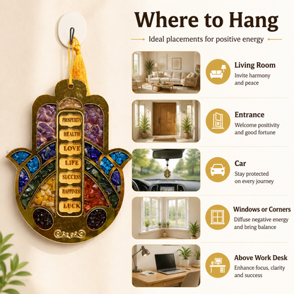 7 Chakra Hamsa Hand Hanger
