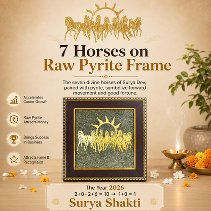 7 Horses on Raw Pyrite Frame