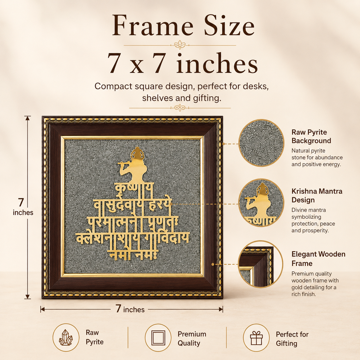 Lord Krishna on Raw Pyrite Frame