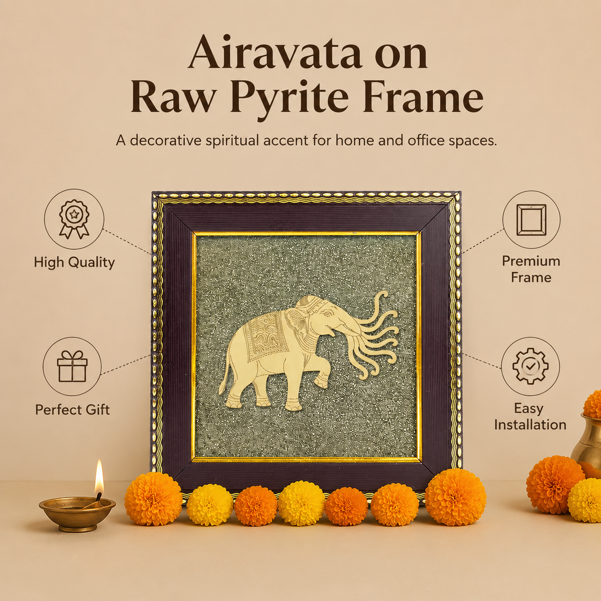 Airavata on Raw Pyrite Frame