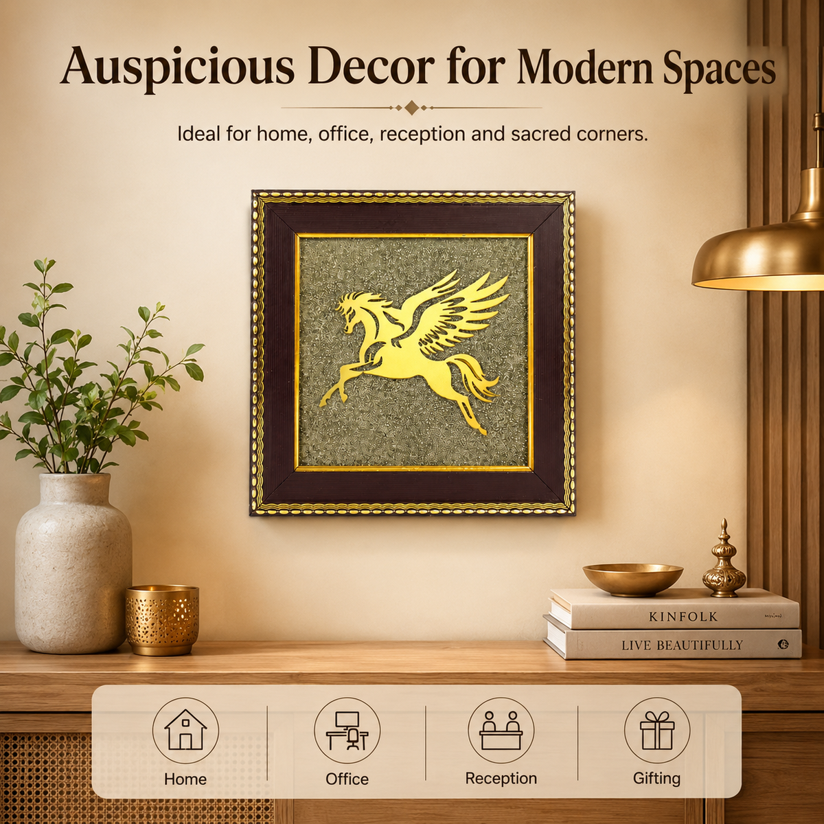 Flying Horse on Raw Pyrite Frame