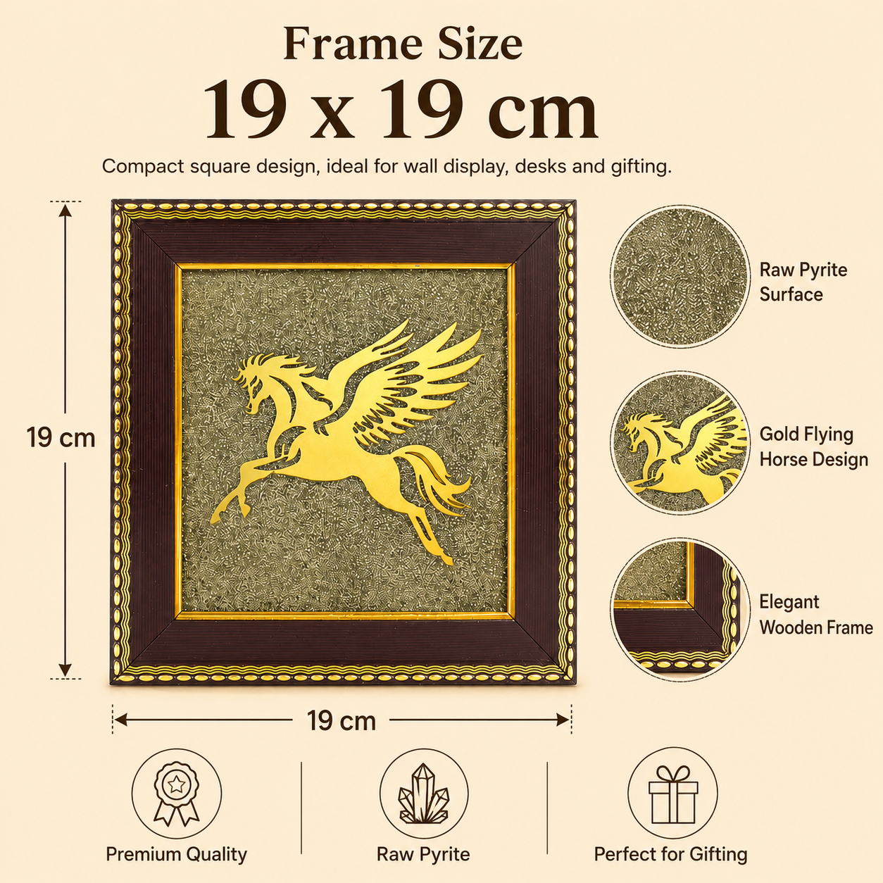 Flying Horse on Raw Pyrite Frame
